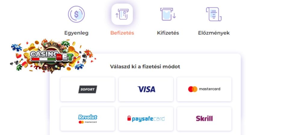 Fizetési módok az kaszinókban.