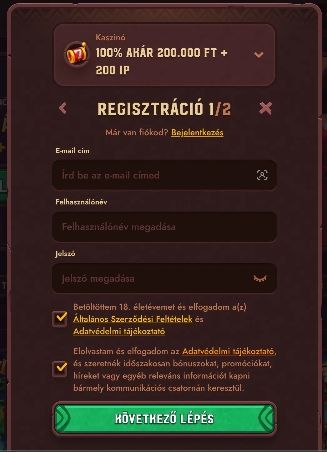 5Gringos kaszinó registration.