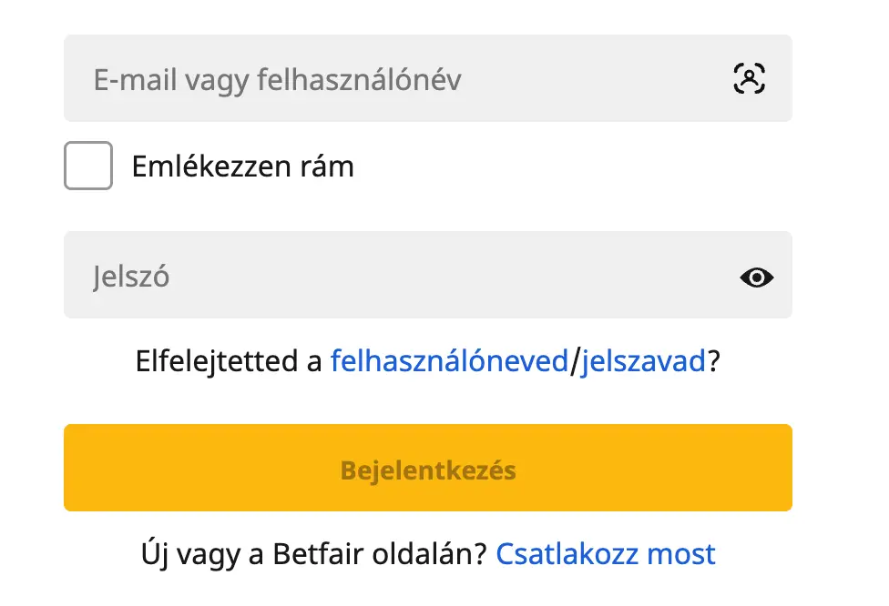 Betfair registration.