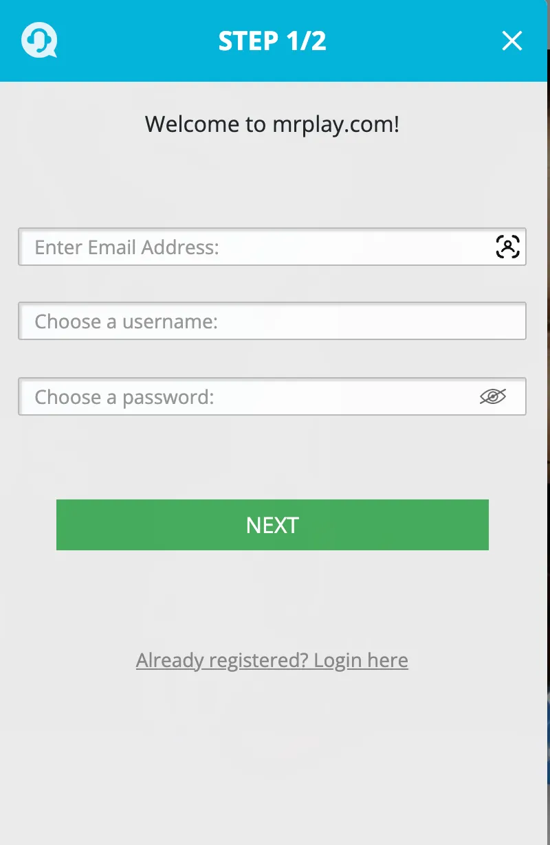 MrPlay kaszinó registration.