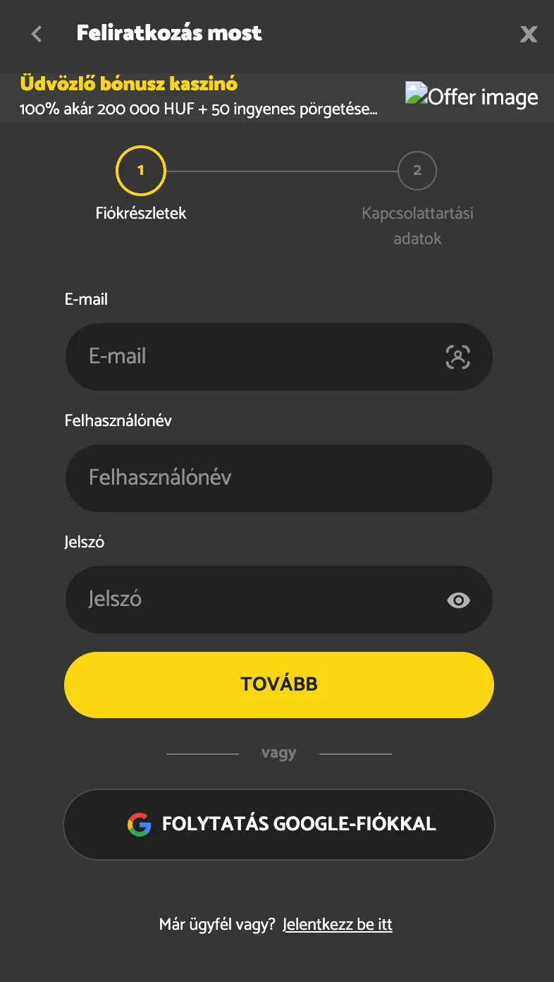 PalmSlots registration.