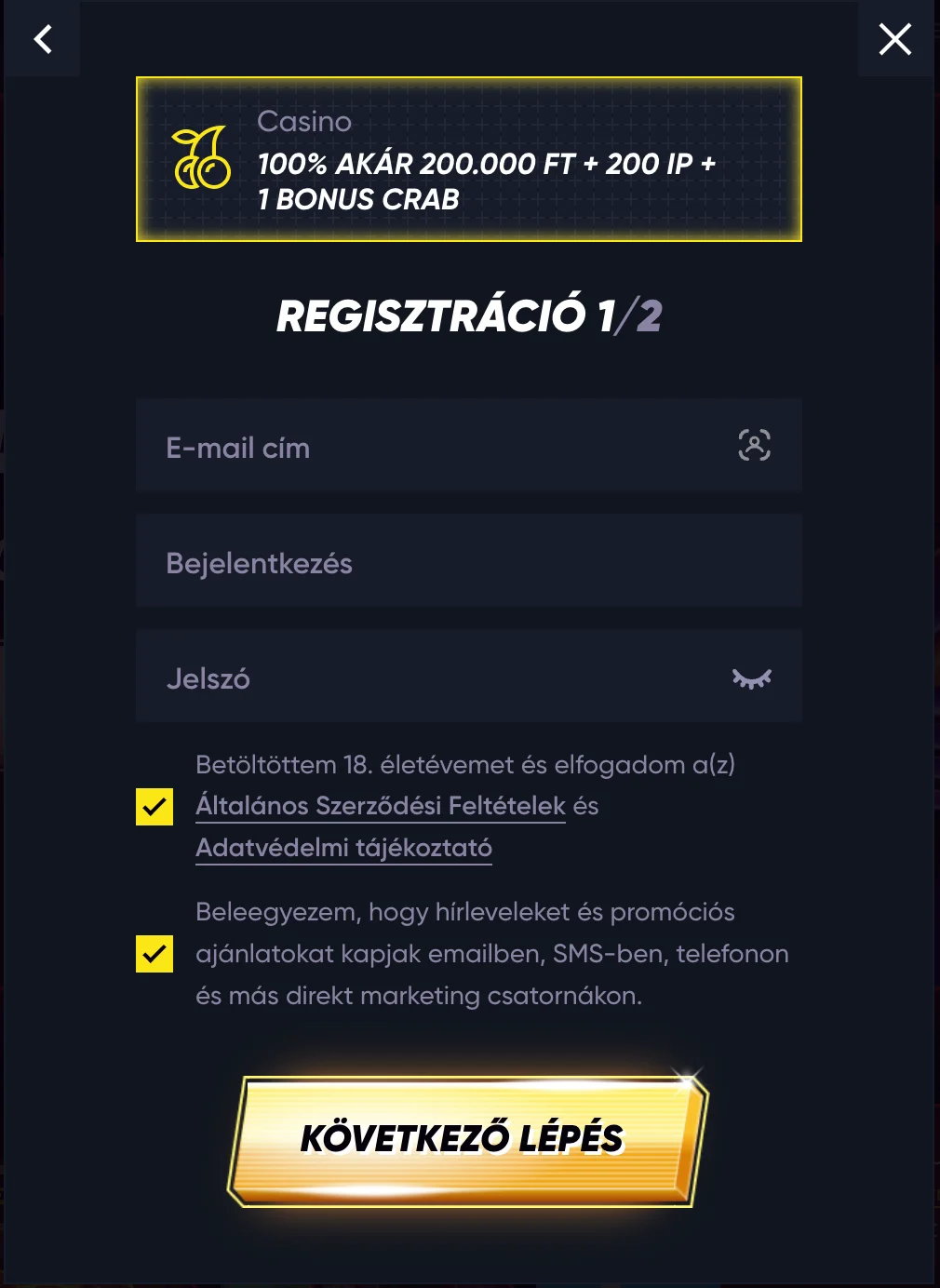 Quickwin kaszinó registration.