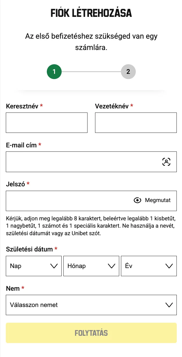 Unibet registration.